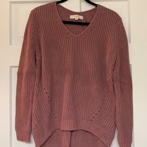 Loft dusty rose knit sweater size large